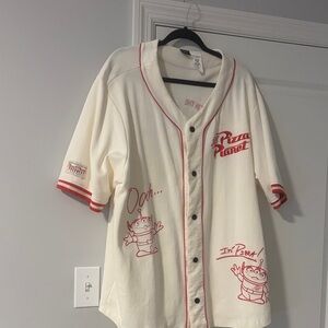 Pizza Planet Men's Cream and Red Jersey Shirt